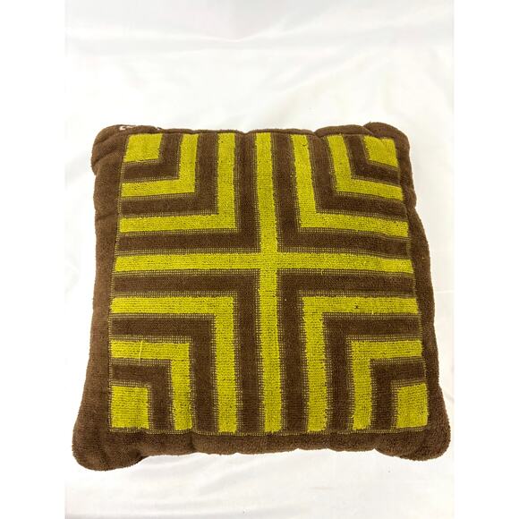 Vintage Yves Saint Laurent Fieldcrest YSL Retro Green Brown Small Pillow - Picture 7 of 10